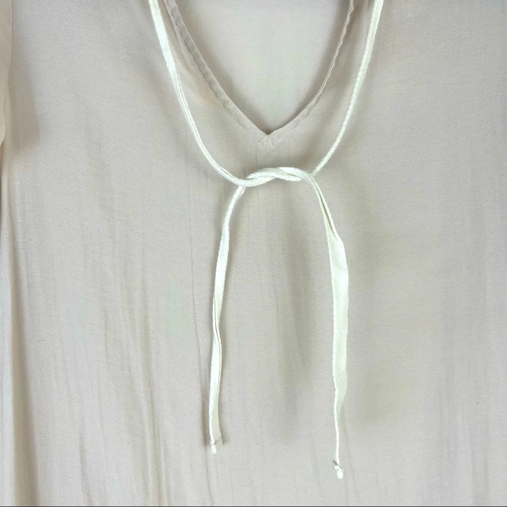 EUC RO&DE short sleeve tunic blouse in ivory cream ruffled neck peplum h… - Picture 8 of 11